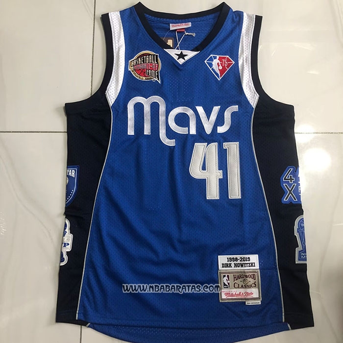 Camiseta Dallas Mavericks Kyrie Irving #41 Hall of Fame Mitchell & Ness 1998 Azul
